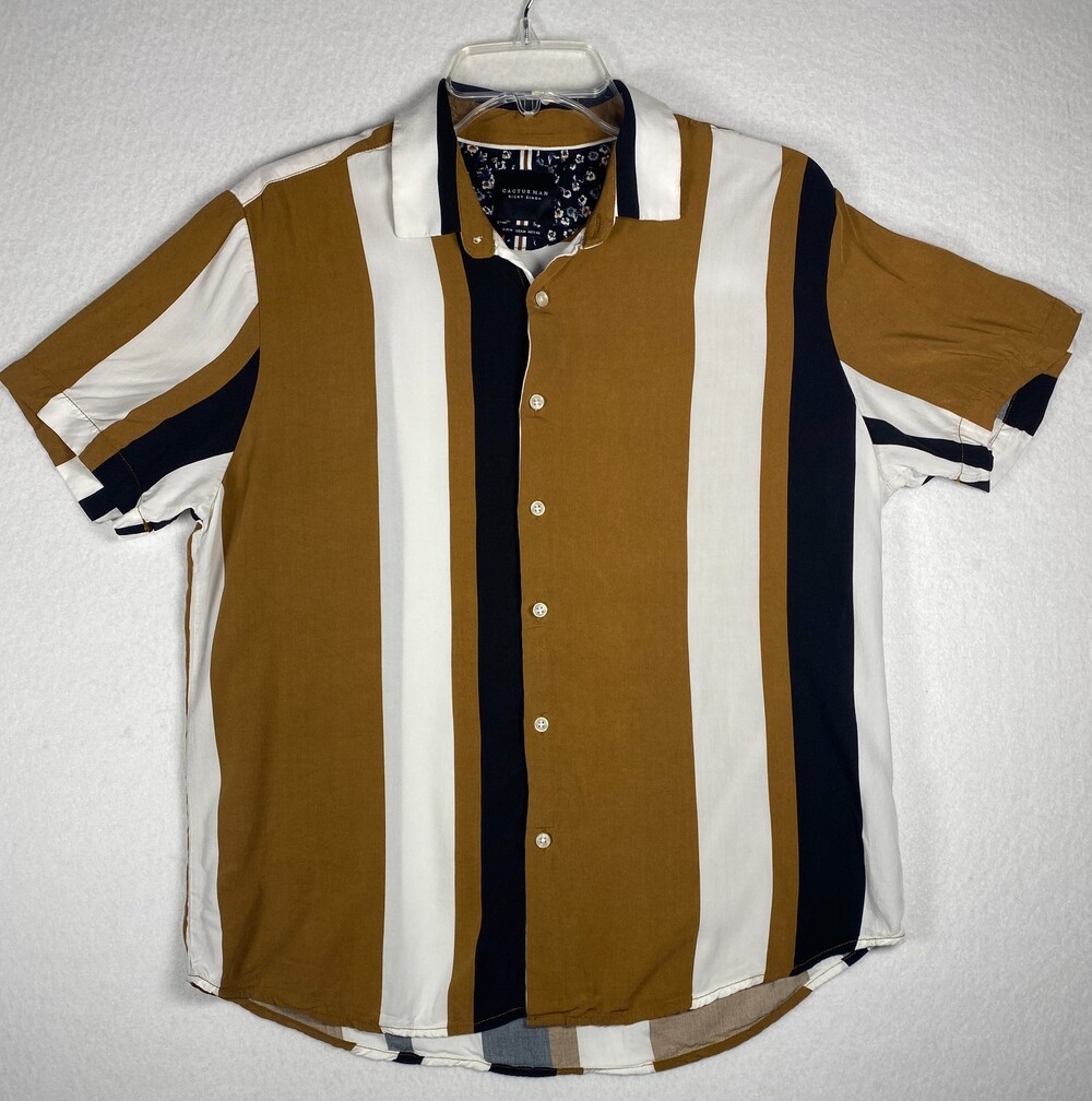 Cactus Man Ricky Singh Men's Medium Striped Short Sleeve Button Up